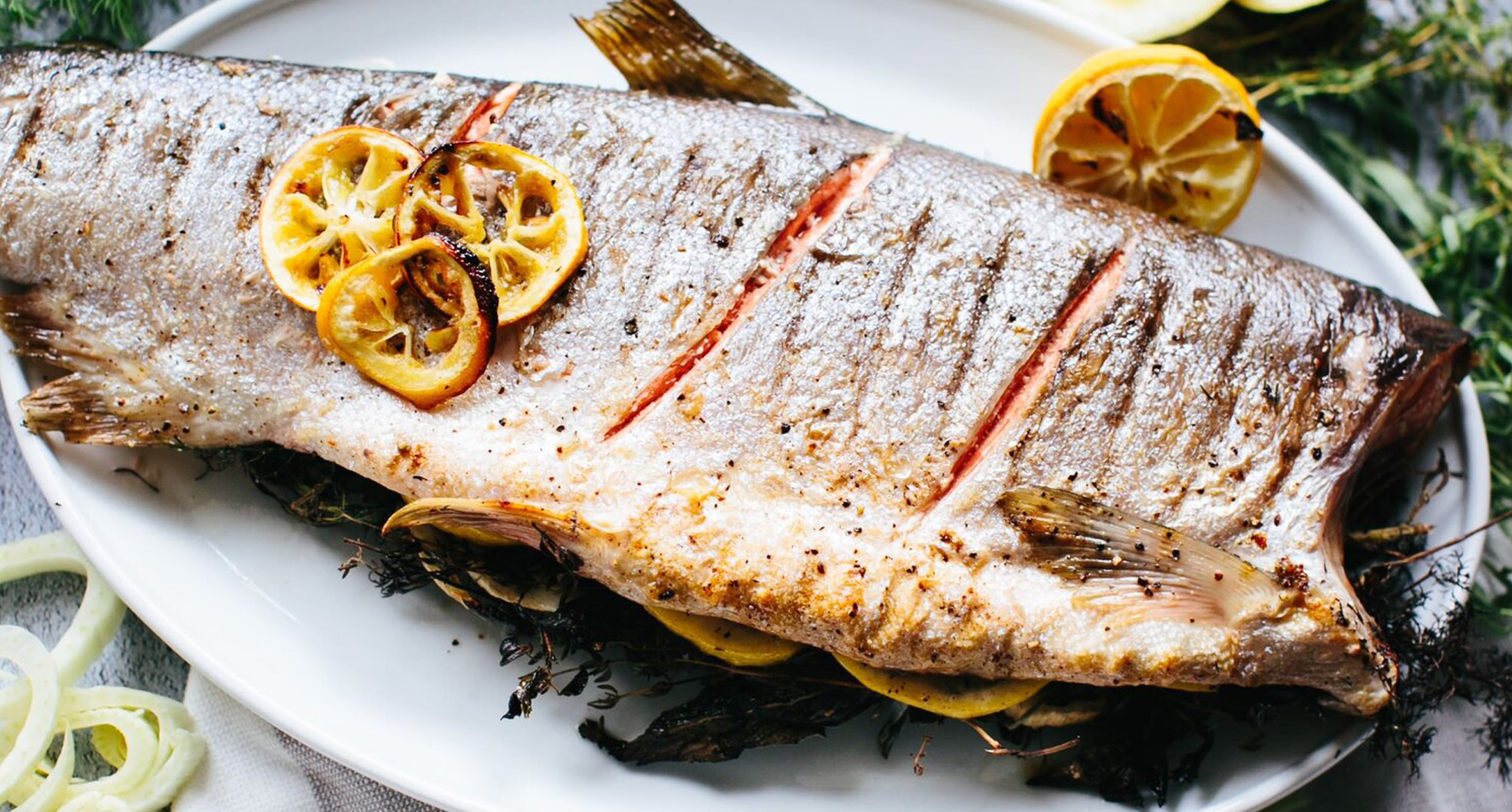 grilled whole salmon