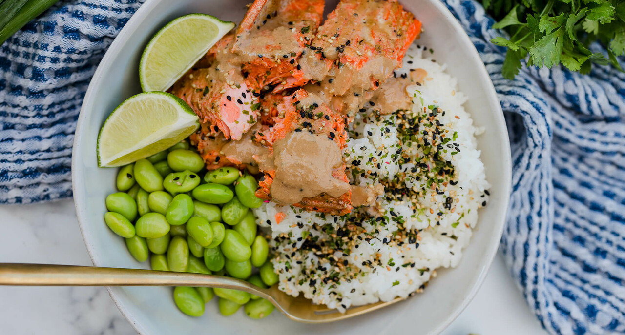 sockeye salmon with sesame sauce