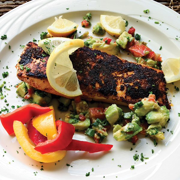grilled blackened salmon fillet