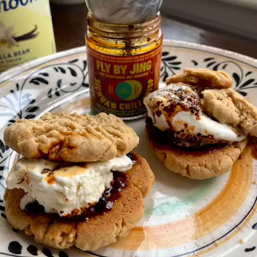 jing gao's "fly by jing" spicy ice cream sandwich
