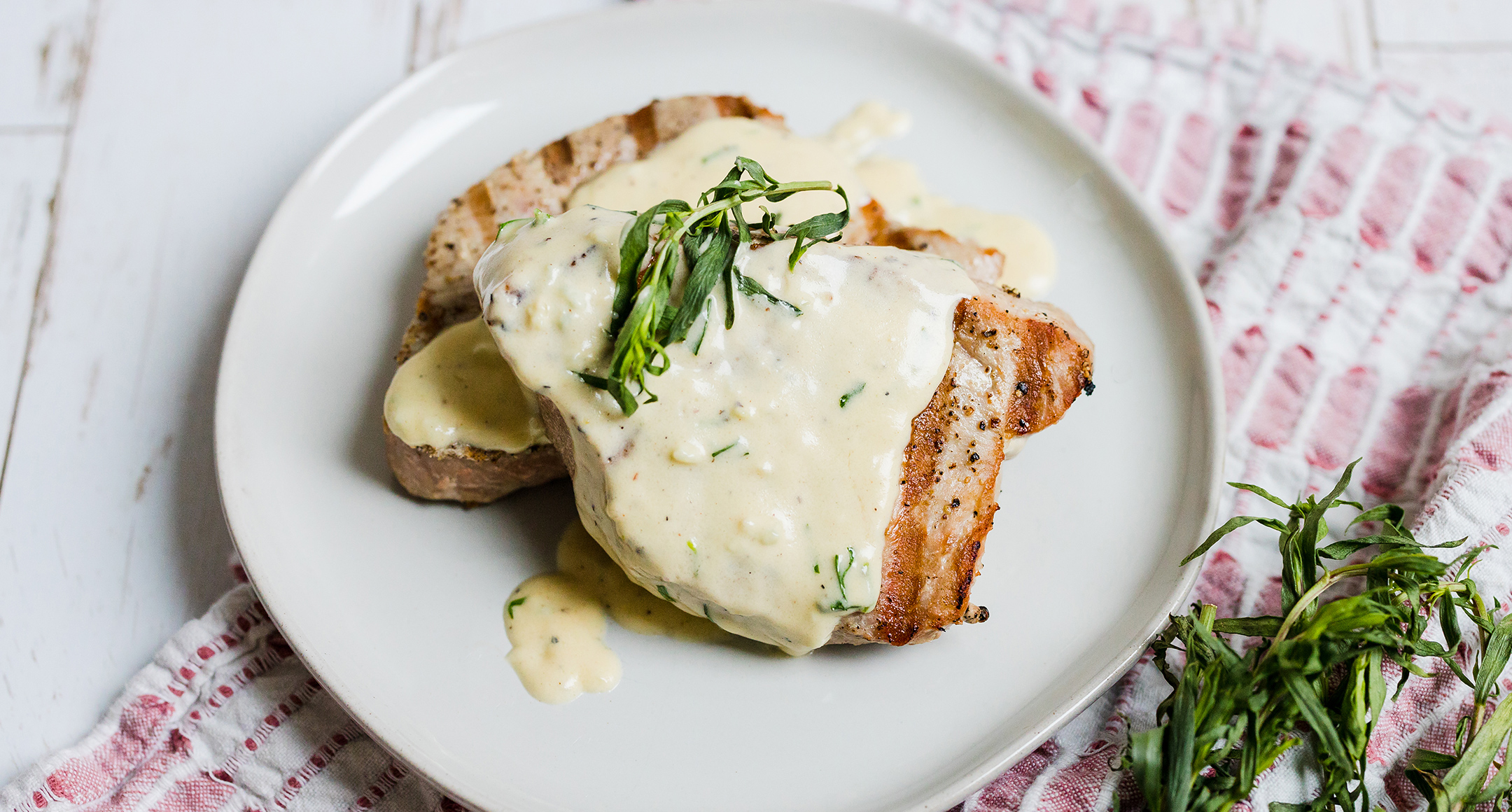 grilled albacore loin with tarragon pepper cream sauce