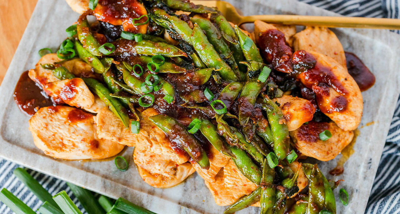 nong's weeknight chicken and snap pea stir fry