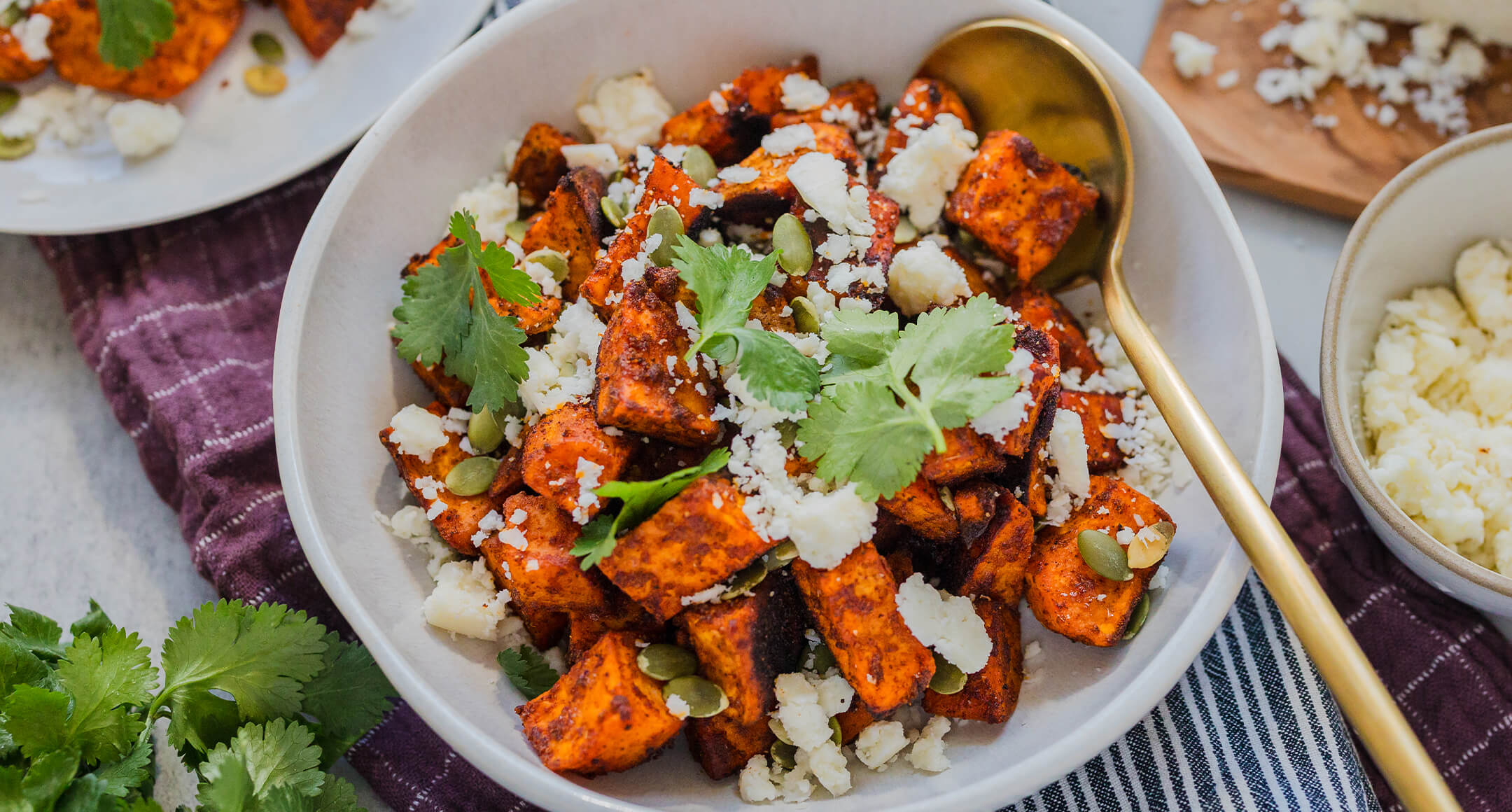 Roasted Sweet Potatoes With Cotija Cheese