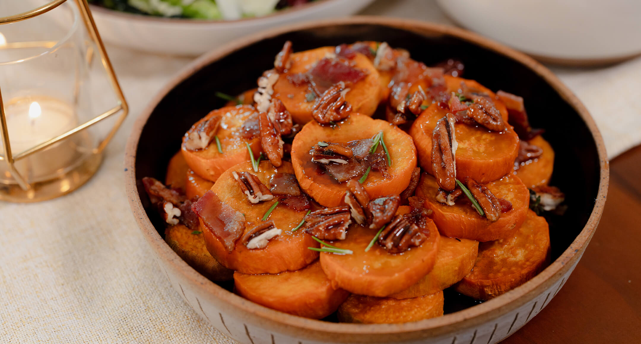 maple bacon brown butter sweet potatoes