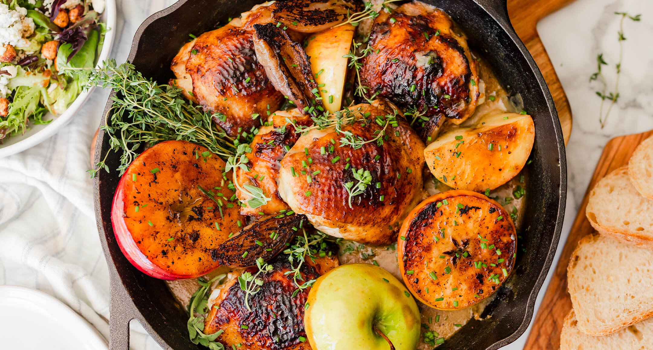 Braised Chicken Thighs With Apples & Mustard 