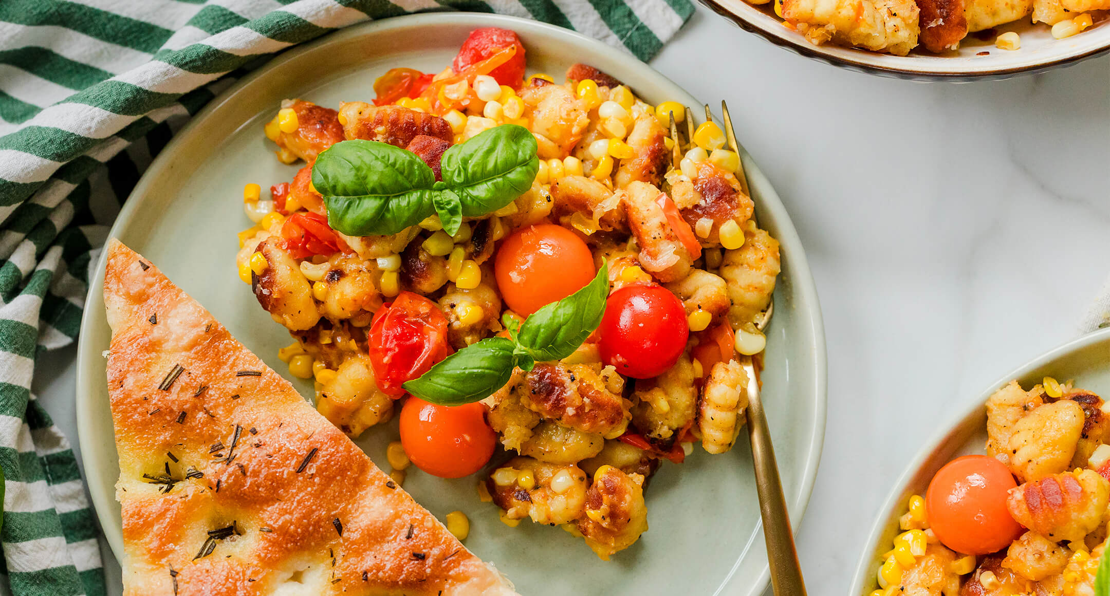 Crispy Gnocchi with Corn & Tomatoes