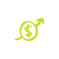 Wage Growth icon showing a dollar sign in a circle with an arrow going up