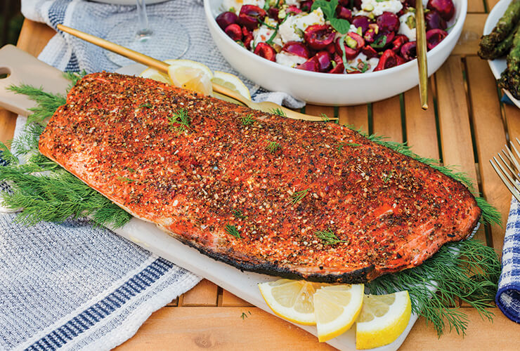 A fillet of cedar-smoked salmon.