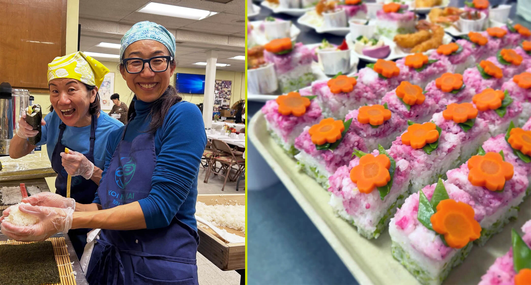 Images courtesy of Ikoi no Kai featuring team members and a prepared dish.
