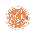Feed the Mass logo is an orange circle with illustrated vegetables in white