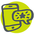 Mobile phone with message bubble icon 