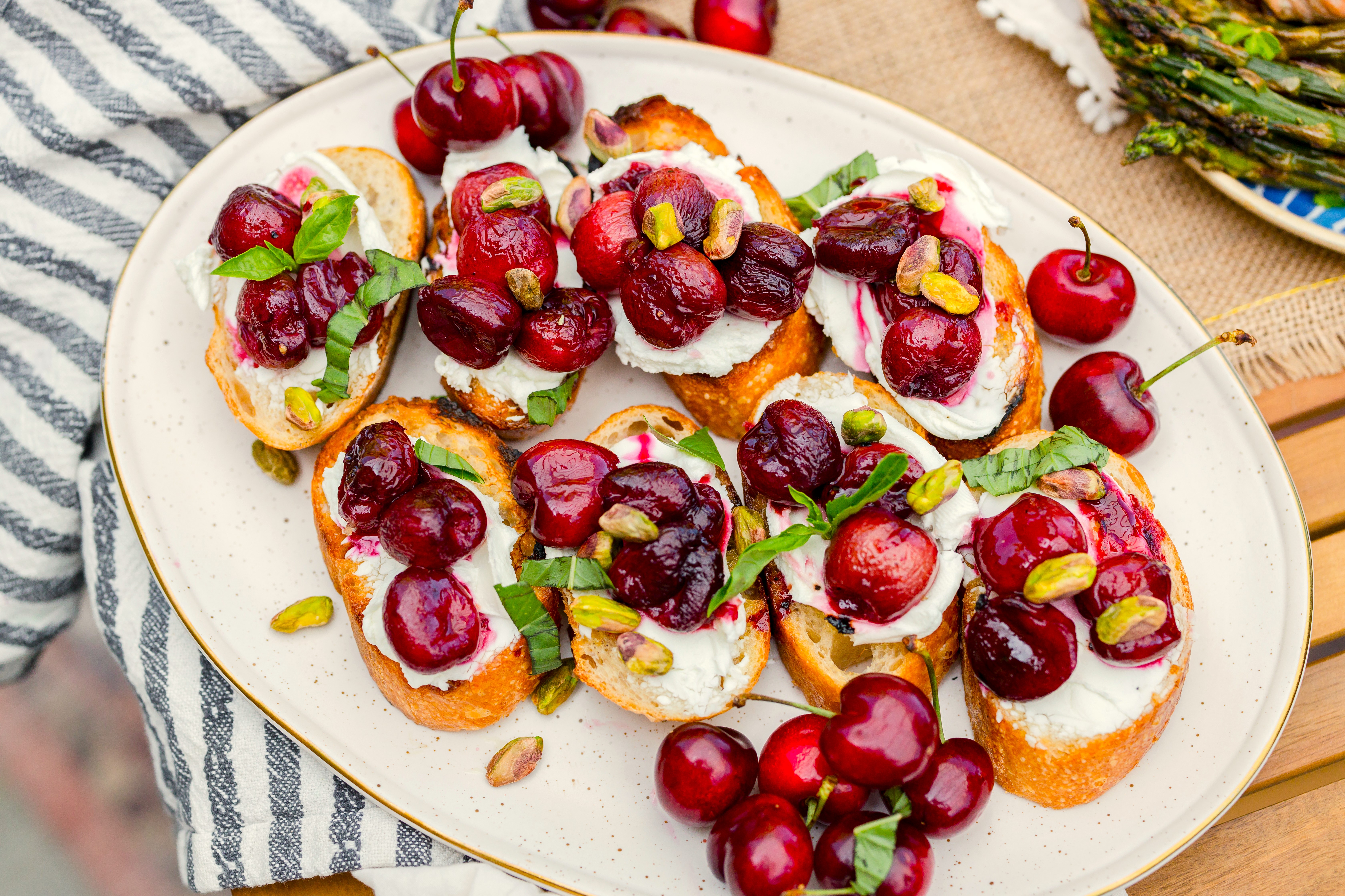 Grilled Crostini With Goat Cheese & Roasted Cherries