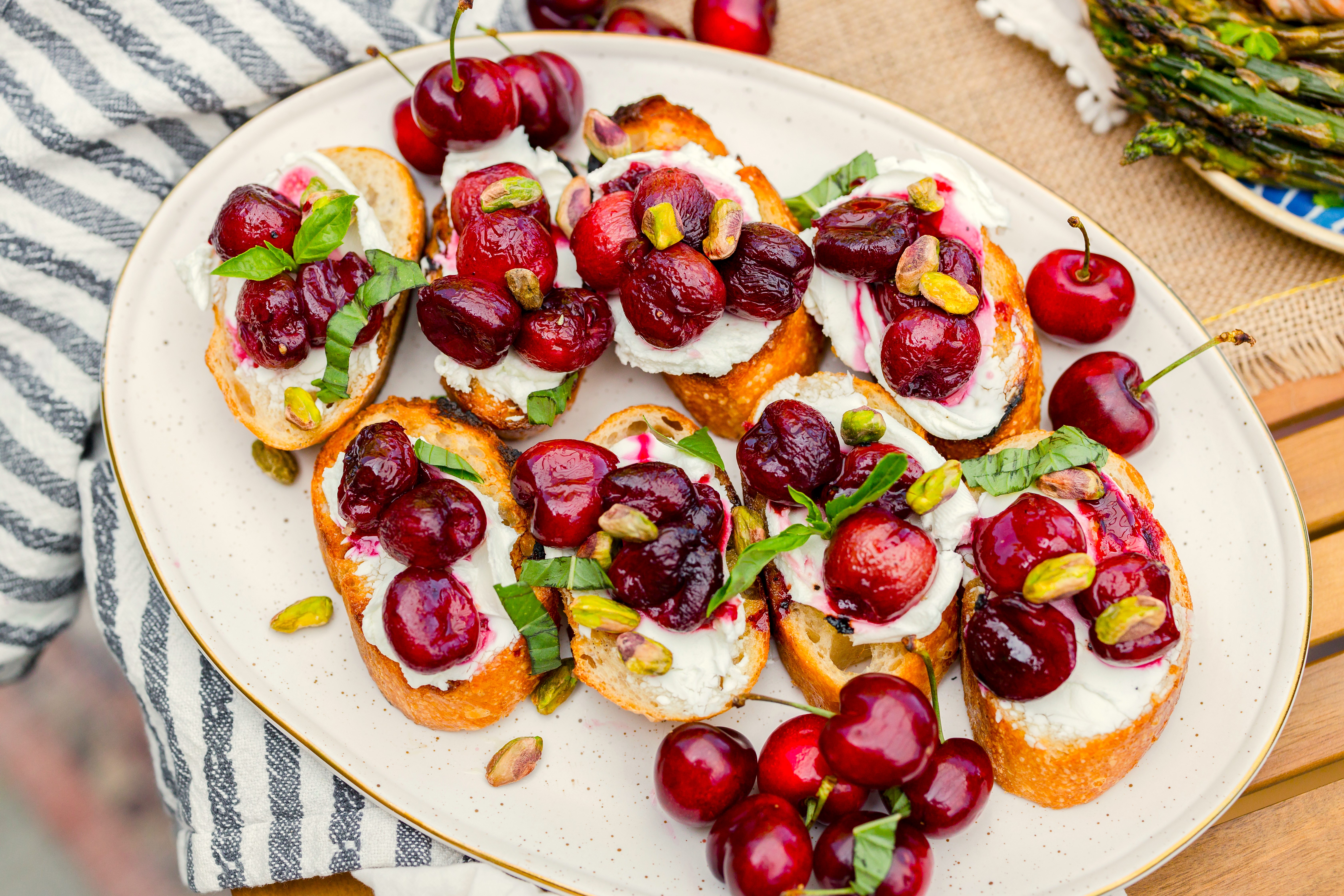 Grilled Crostini with Goat Cheese & Roasted Cherries