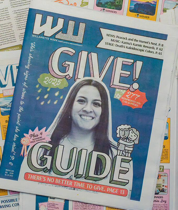 a picture of the Willamette Week newspaper "Give!Guide" for the holidays