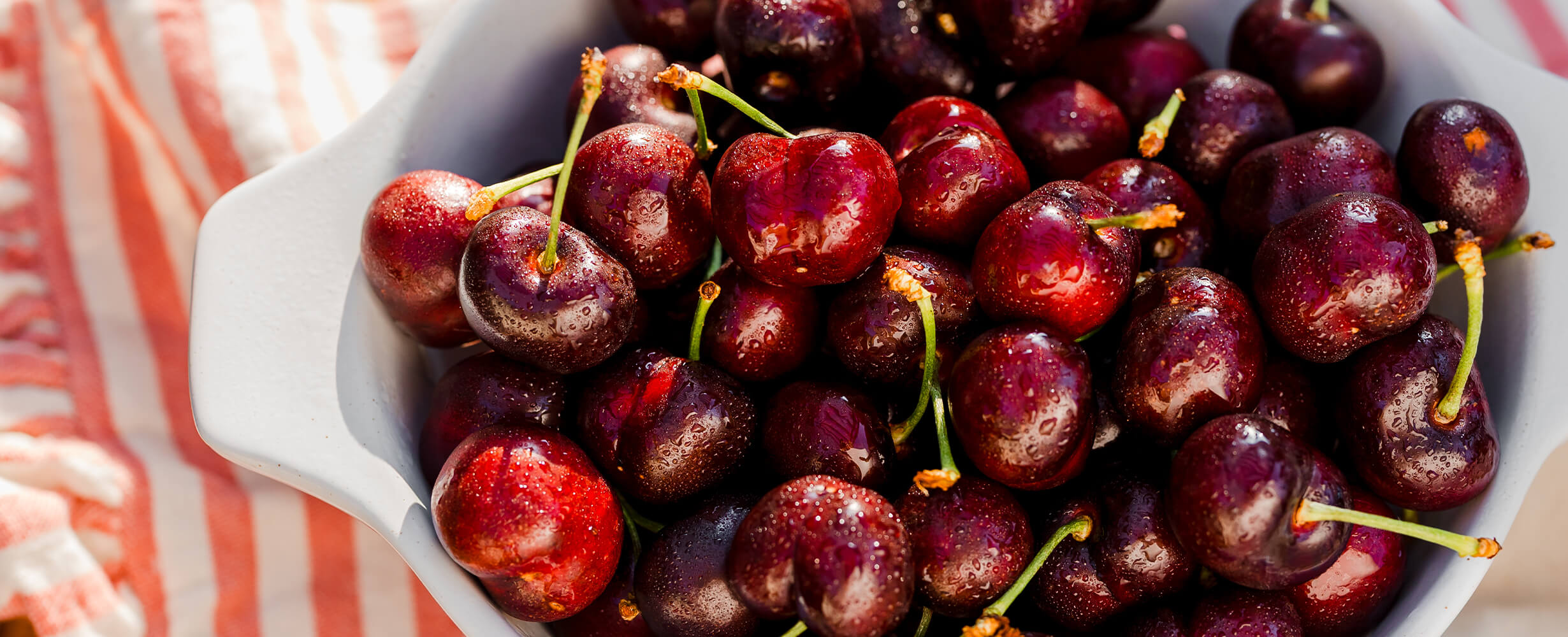 A bowl of California grown cherries.