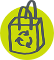 shopping bag with recycle symbol icon