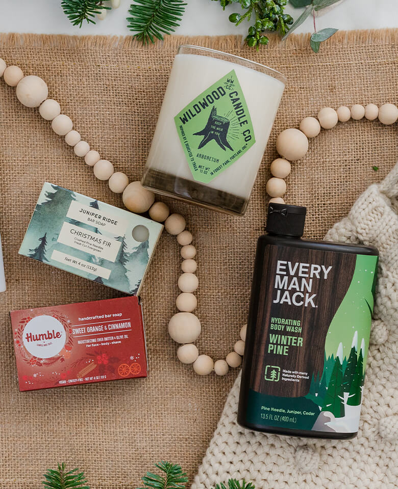 Winter scent themed candles and body products