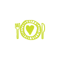 illustration of a dinner plate with a heart on it and utensils on the side