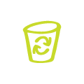 trash can with circular arrows representing landfill diversion