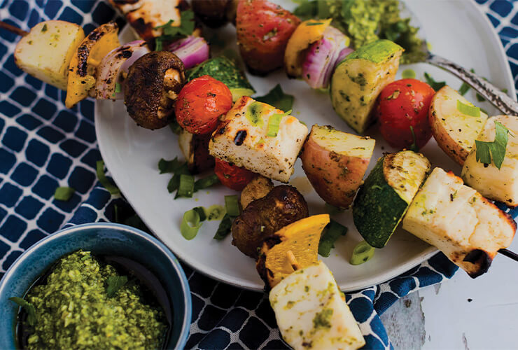 Grilled Veggie & Halloumi Skewers