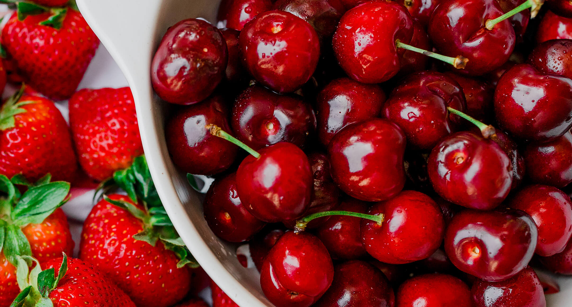 Fresh, local strawberries and cherries
