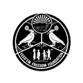 Feed’em Freedom Foundation logo with a black background and white imagery including birds and people