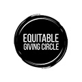 Equitable Giving Circle logo with black background and white text